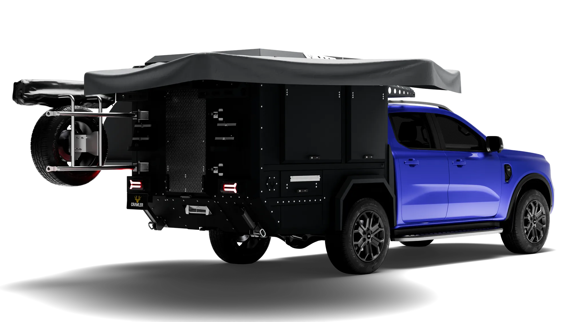 Crawler CMP 190 Ford Ranger — camp setup with the awning open