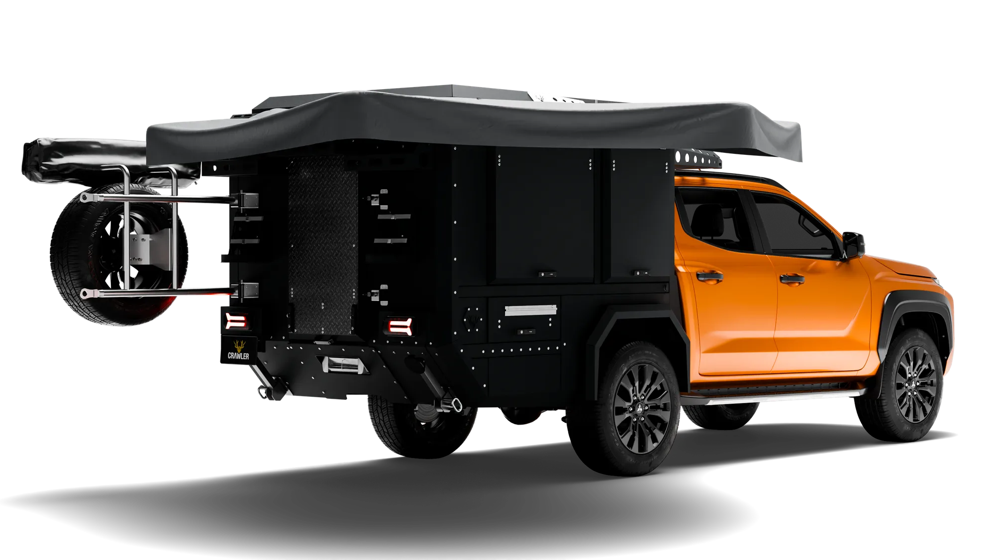 Crawler CMP 190 Mitsubishi L200 — camp setup with the awning open