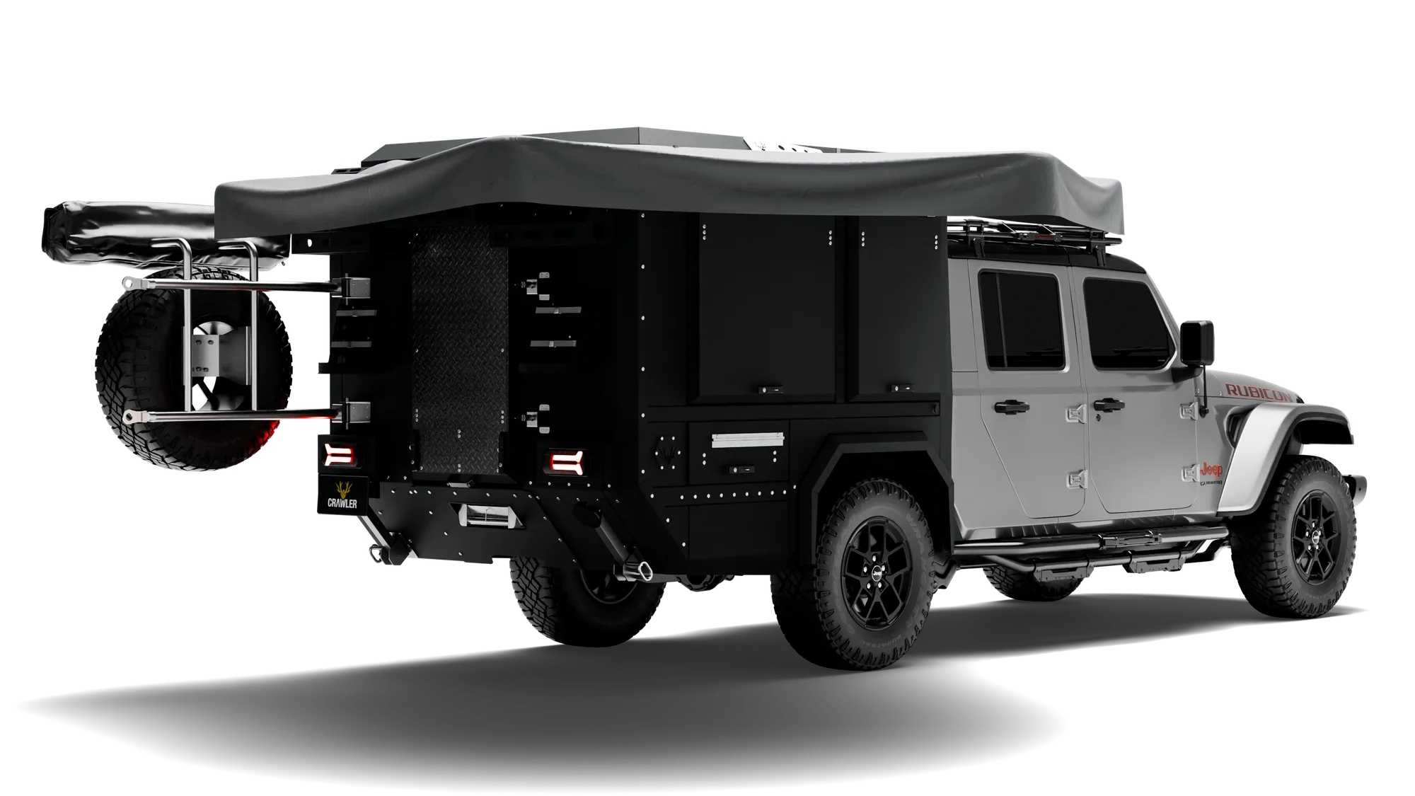 Crawler CMP 190 Jeep Rubicon Gladiator — camp setup with the awning open