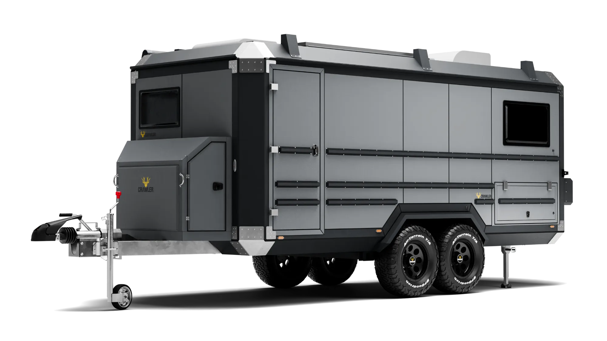 Crawler ALP 560 travel trailer — deep black body, ash gray trim